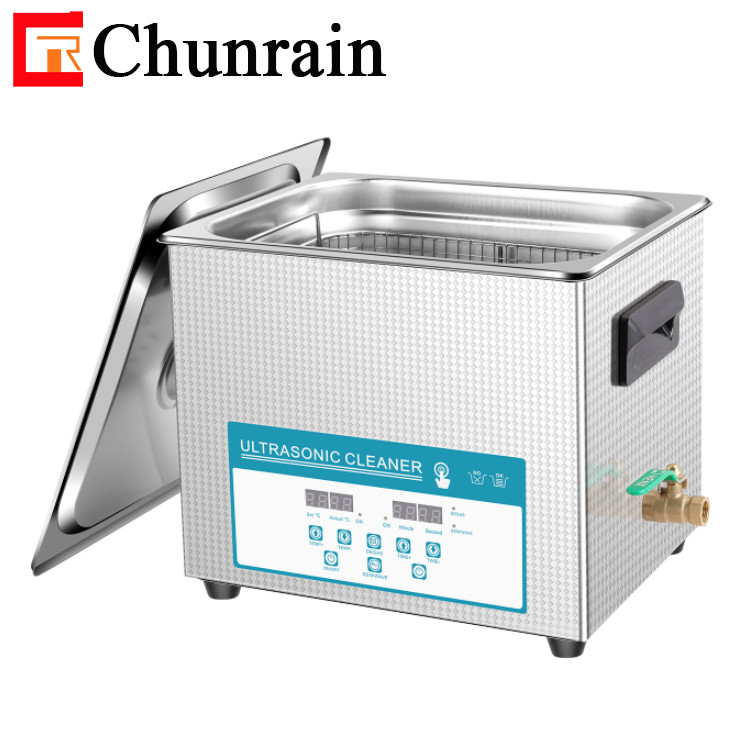 Máquina de limpeza por ultra-som Chunrain Com Degas Parts de hardware de limpeza por semi-ondas CR-040S 10L 240W Ultra-sônico limpador